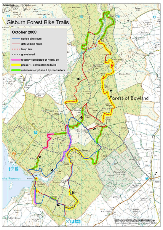 Gisburn Forest planned trails - 2008